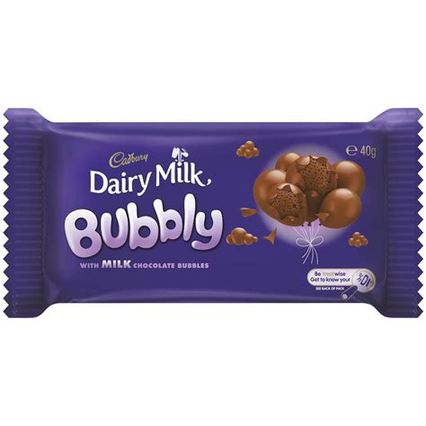 cadbury dairy milk bubbly chocolate bar 40g woolworths