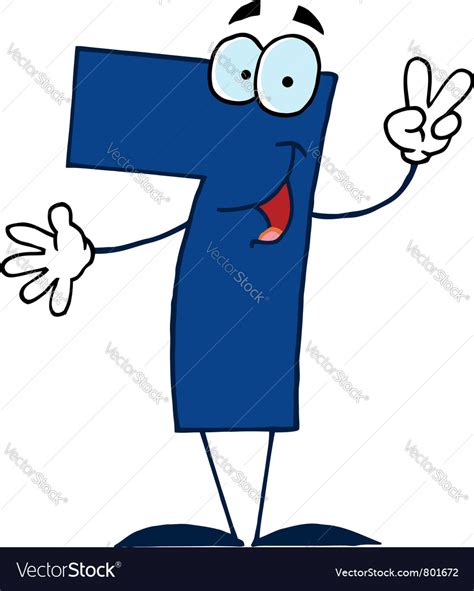 Funny Cartoon Numbers 7 Royalty Free Vector Image