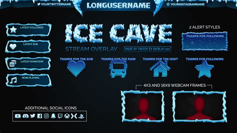Ice Cave Snow Twitch Overlay For Obs And Streamlabs