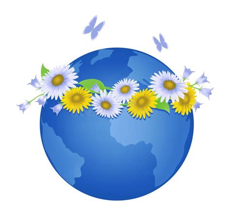 Earth With Flower Wreath Stock Vector Illustration Of Planet 19054642