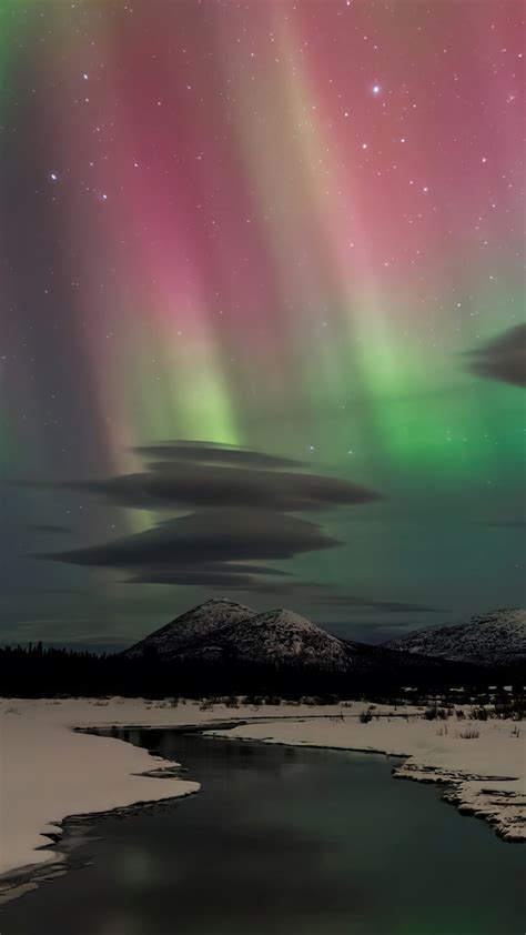 Aurora Borealis Northern Lights Mountain Scenery Landscape 4k Hd