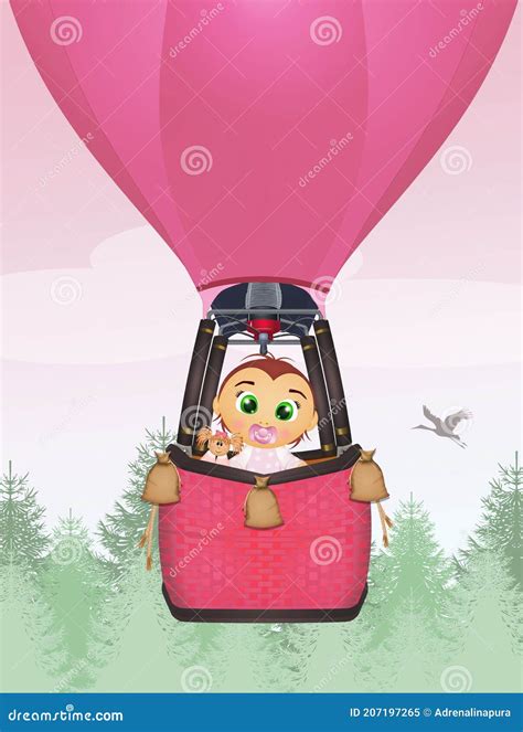 Girl On Hot Air Balloon Stock Illustration Illustration Of