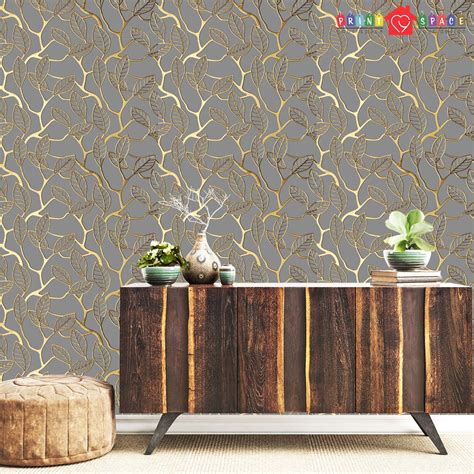 Vintage Gold And Gray Lattice Wallpaper Traditional Non Woven Etsy Uk