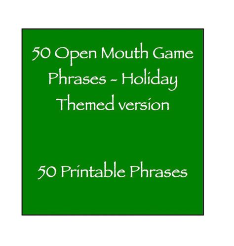 Open Mouth Game Phrases Holiday Themed Halloween Thanksgiving Christmas