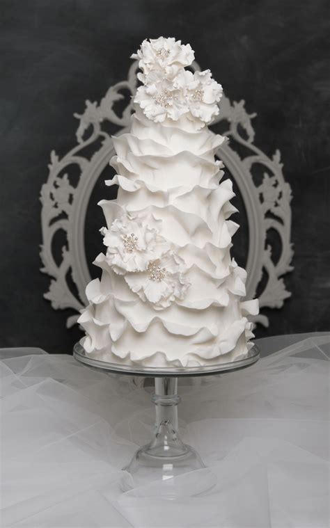 Bling Wedding Cake Custom Designed White Modern Ruffle