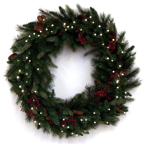 34795 Decorated Fir Artificial Christmas Wreath Battery Operated Led
