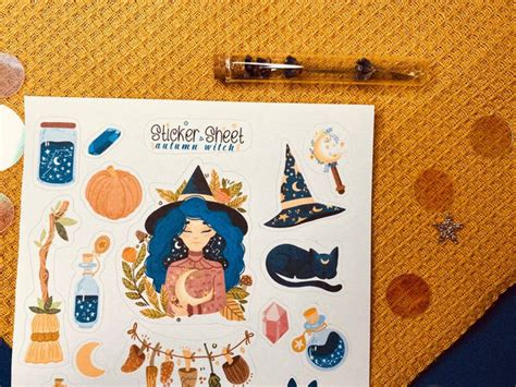 Autumn Witch Sticker Sheet Little Craft Place