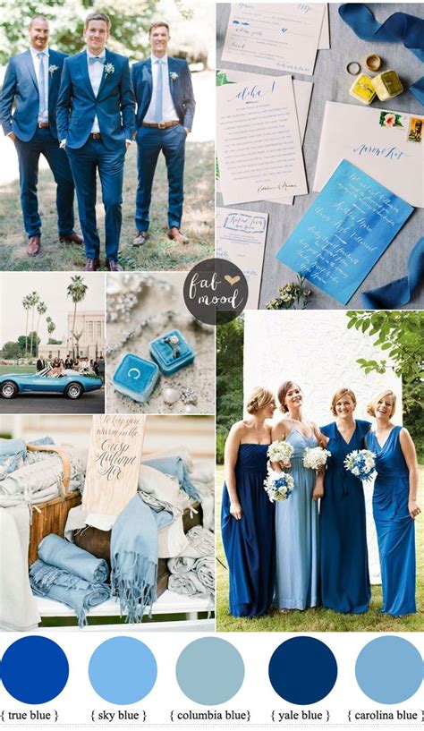 Mismatched Blue Bridesmaid Dresses For A Blue Wedding Theme Garden