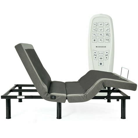 Costway Adjustable Massage Bed Base Upholstered Wireless Remote Usb
