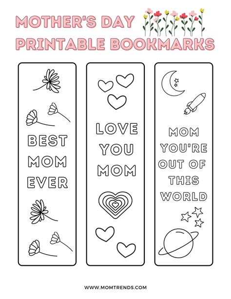 Sweet Mothers Day Bookmark Printable Momtrends