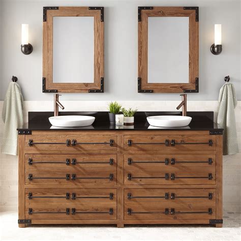 A division of new england tile & marble where we proudly offer vanities from bertch cabinet manufacturing and emtek hardware. 72" Bonner Reclaimed Wood Double Vanity for Semi-Recessed ...