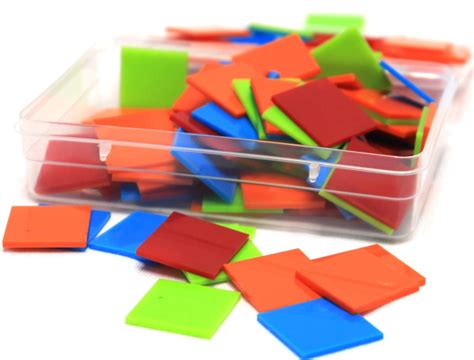 Buy Mathworld Plastic Color Square Tiles Counters Chips Tokens 100 Pcs