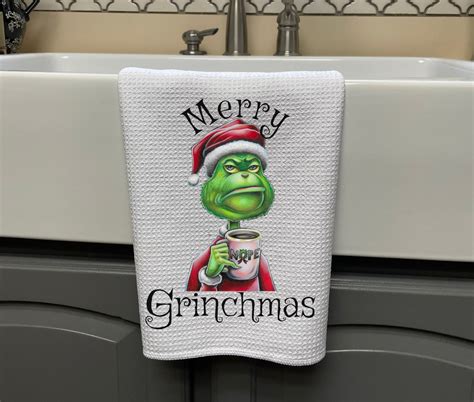 Farmhouse Christmas Tea Towel Dishcloth Dish Towel Grinch Tea Etsy Uk