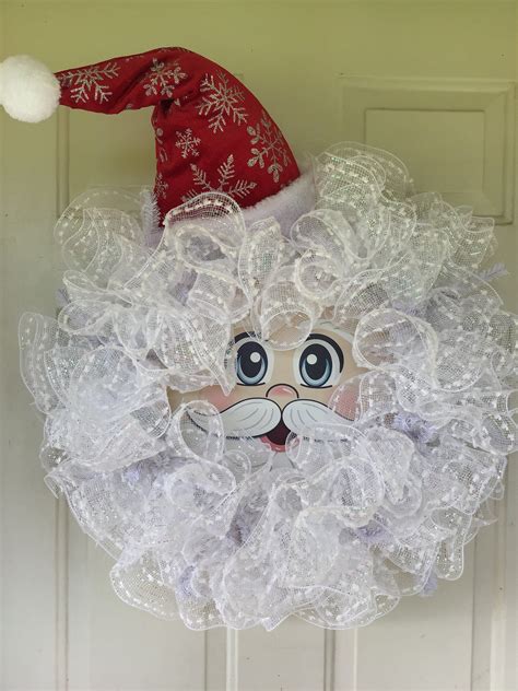 Santa Claus Wreath Christmas Front Door Wreath Character Etsy