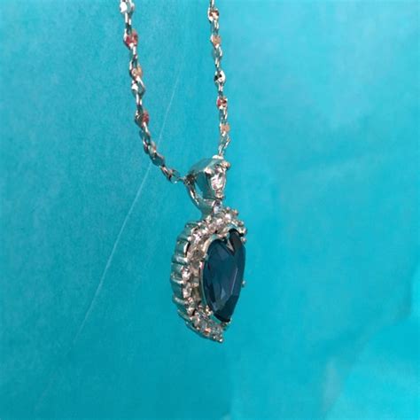 Blue Heart Necklace Blue Heart Diamond Rhinestone By Fembydesign