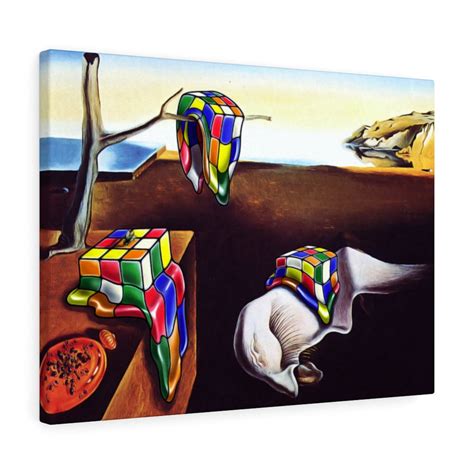 Melting Rubiks Cube Art Salvador Dali Canvas Gallery Etsy