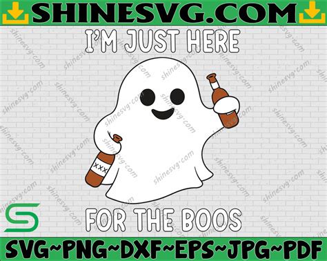 Im Just Here For The Boos Svg Retro Halloween Svg Cute Ghost