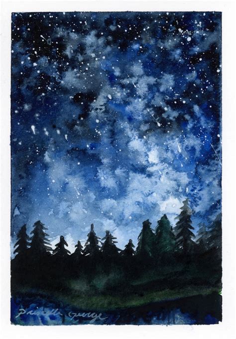 Popular Items For Watercolor Galaxy On Etsy Forest Art Watercolor