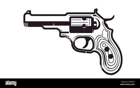 Gun Revolver Icon Vintage Pistol Silhouette Western Handgun Vector