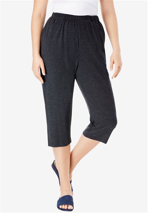 Soft Knit Capri Pant Plus Size Capris Roamans