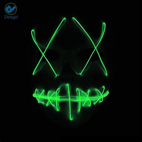 Deago Halloween Mask Led Light Up El Wire Cosplay Glowing Mask The