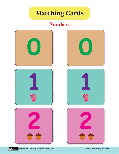 Numbers Matching Cards Free Printable Papercraft Templates