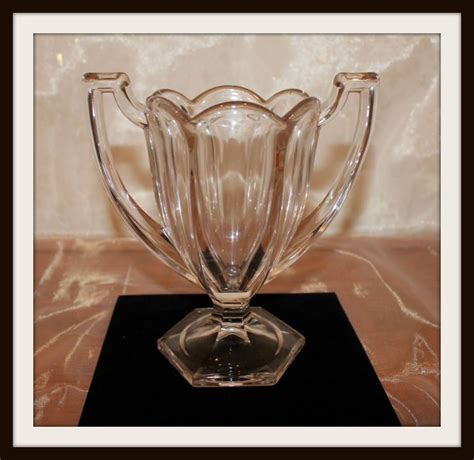 Antique Glass Trophy Style Vase Or Bowl With Two Handles Etsy Antique Glass Antiques Glass