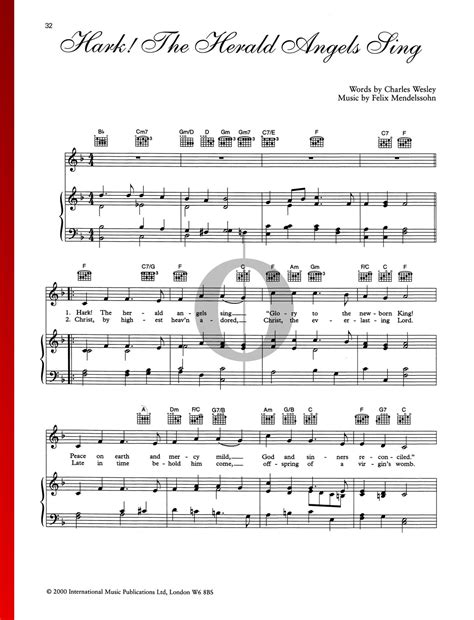 Hark The Herald Angels Sing Sheet Music Piano Voice Guitar PDF