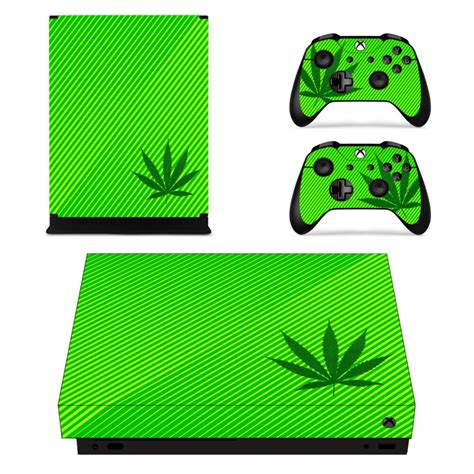 Green Leaf Weed Skin Sticker Decal For Microsoft Xbox One X Console And Controllers Skins