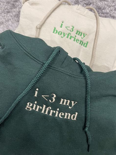 I Love My Bf Gf Embroidered Matching Set Matching Sweatshirts