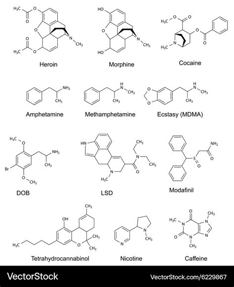 Chemical Structural Formulas Of Some Drugs Vector Image