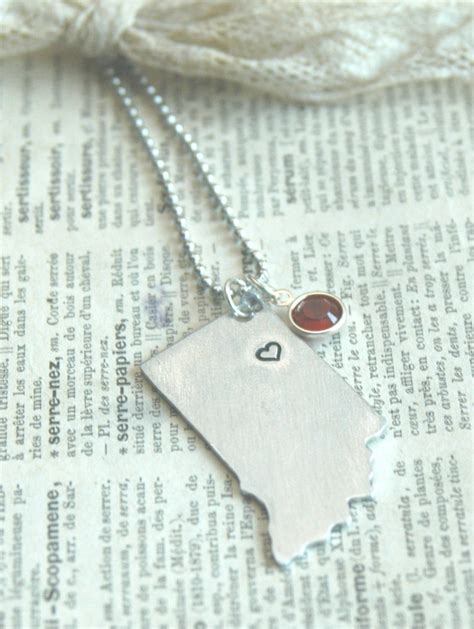 Personalized State Necklace Hand Stamped With Heart And Etsy
