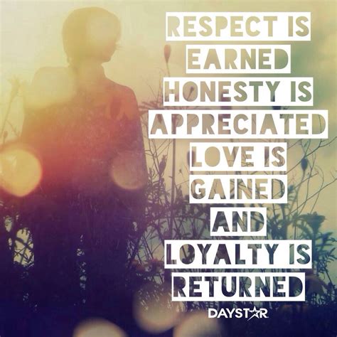 Respect Is Earned Honesty Is Appreciated Love Is Gained And Loyalty