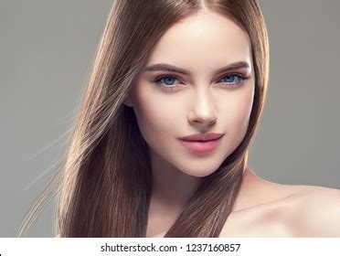 Beautiful Long Smooth Healthy Brunette Hair Stock Photo