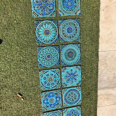 Decorative Tiles Turquoise Tiles Handmade Tiles Spanish Etsy Mandala