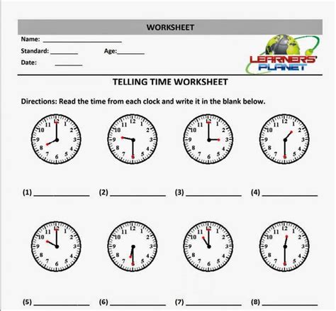 Maths Telling Time And Date Worksheet Printables Interactive Quiz Class 1