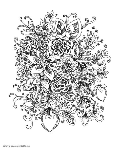 Beautiful Flower Coloring Pages For Adults || COLORING-PAGES-PRINTABLE.COM
