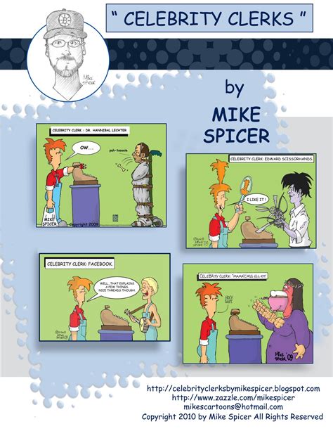 Mike Spicer Cartoonist Caricaturist A Page O Celebrity Clerks