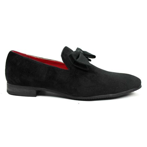 slip on tuxedo mens dress shoes loafers velvet black satin bow etsy