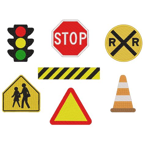 Traffic Signs Embroidery Design Stop Sign Embroidery Design Rail Road