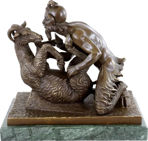 Pan Et La Chèvre érotique Bronze Faune Avec Chèvre Musée Neapel