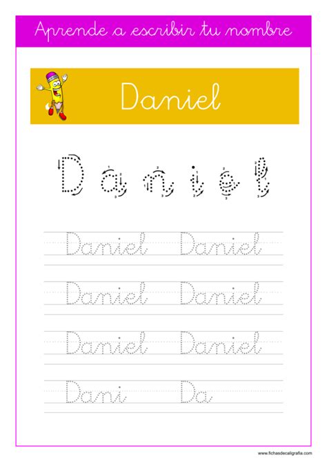 Daniel Aprender A Escribir El Nombre Para Preescolar Y Primaria