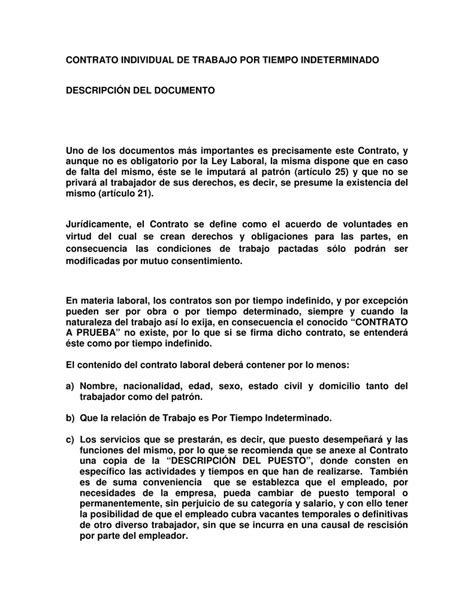 12 Contrato Individual De Trabajo Por Tiempo Indefinido