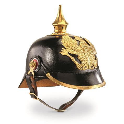 Prussian Pickelhaube Leather And Brass Military Spike Helmet German