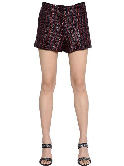Sonia Rykiel Patent Effect Wool Blend Tweed Shorts Multicolor Modesens