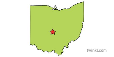 Ohio Outline Usa State Map Columbus Capital Ks1 Illustration Twinkl