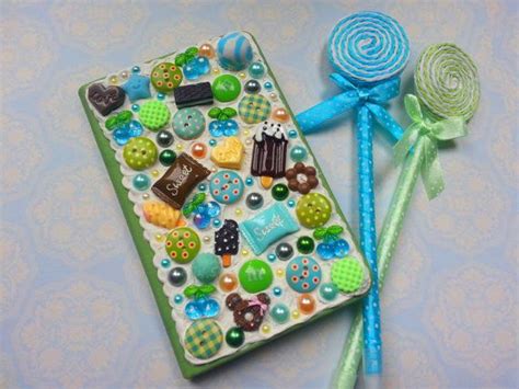 Green Decoden Notebook Hand Decorated Jotter Book By Scrappyness £599