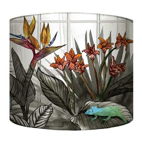 Tropical Glasshouse Botanical Monochrome Lampshade By