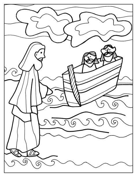 Jesus Walking On The Water Coloring Pages Coloring Home