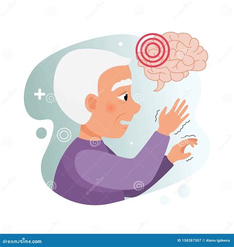 Vector Illustration Of An Elderly Man With Parkinson S Disease Stock